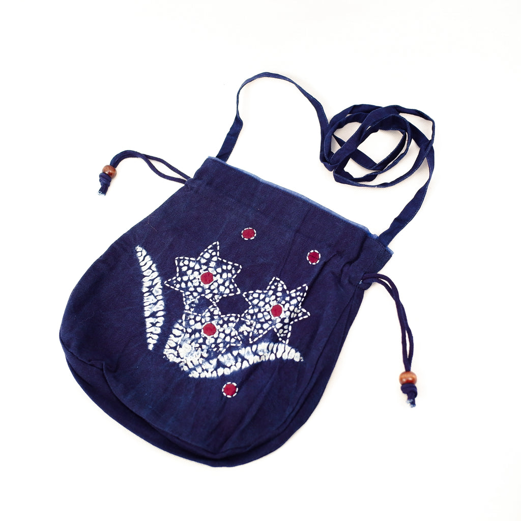 Indigo Bloom Drawstring Pouch