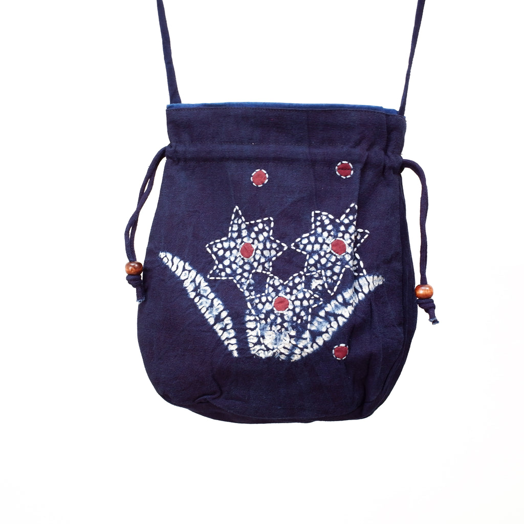 Indigo Bloom Drawstring Pouch