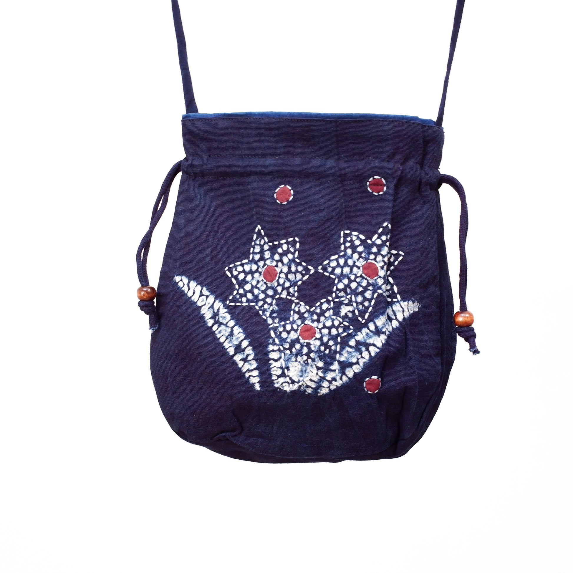 Indigo Bloom Drawstring Pouch
