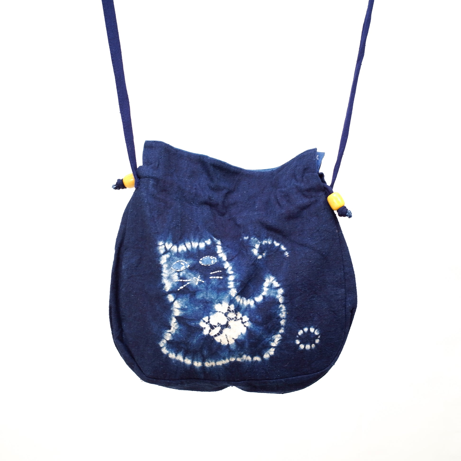 Indigo Kitten Drawstring Bag