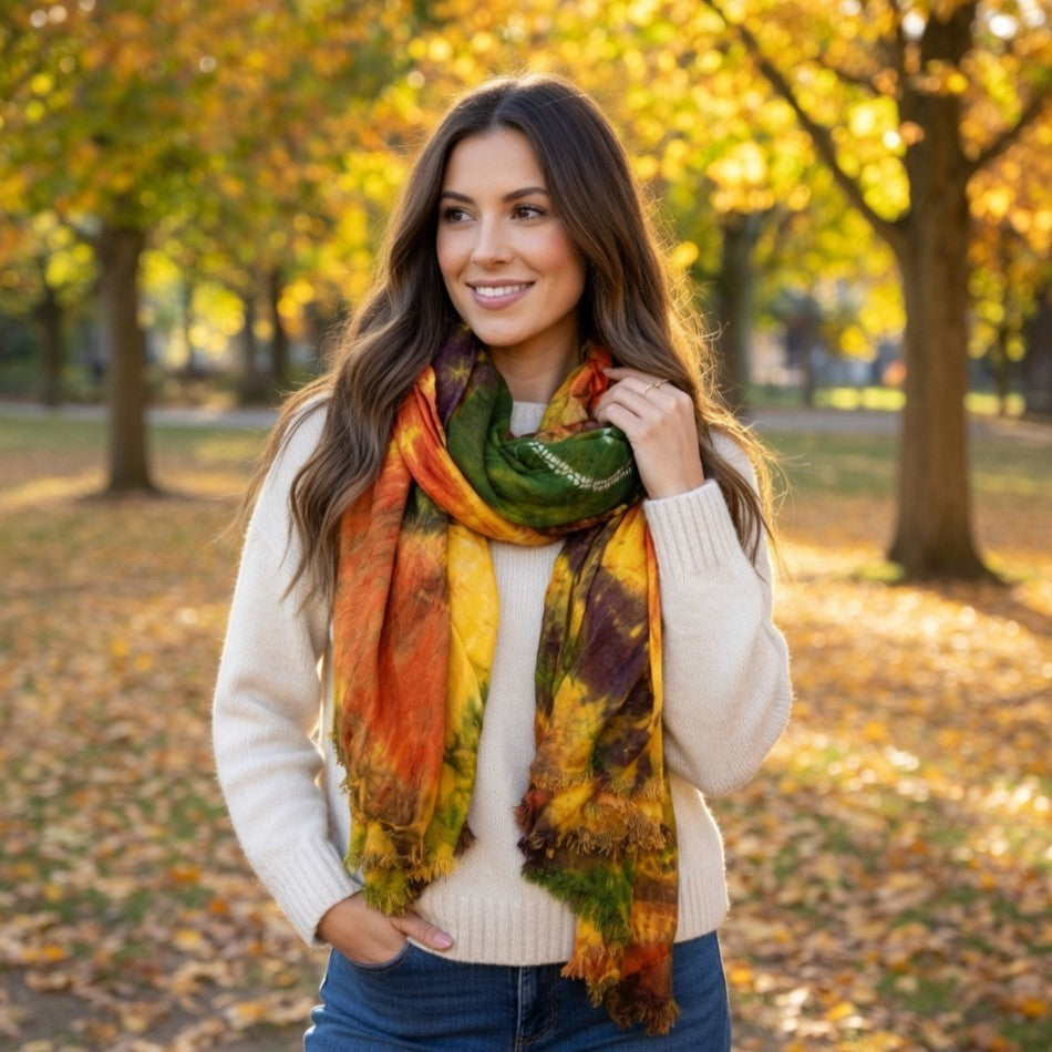 Earth-tone Brown Petalmark Scarf